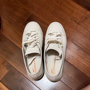 White Leather Lace-Up Sneakers